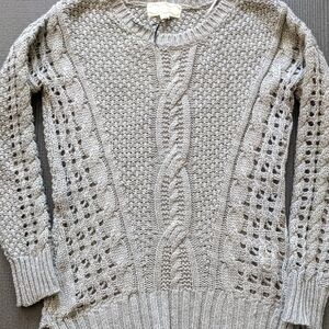 Pink and Rose Gray Cable Knit Women's Sweater